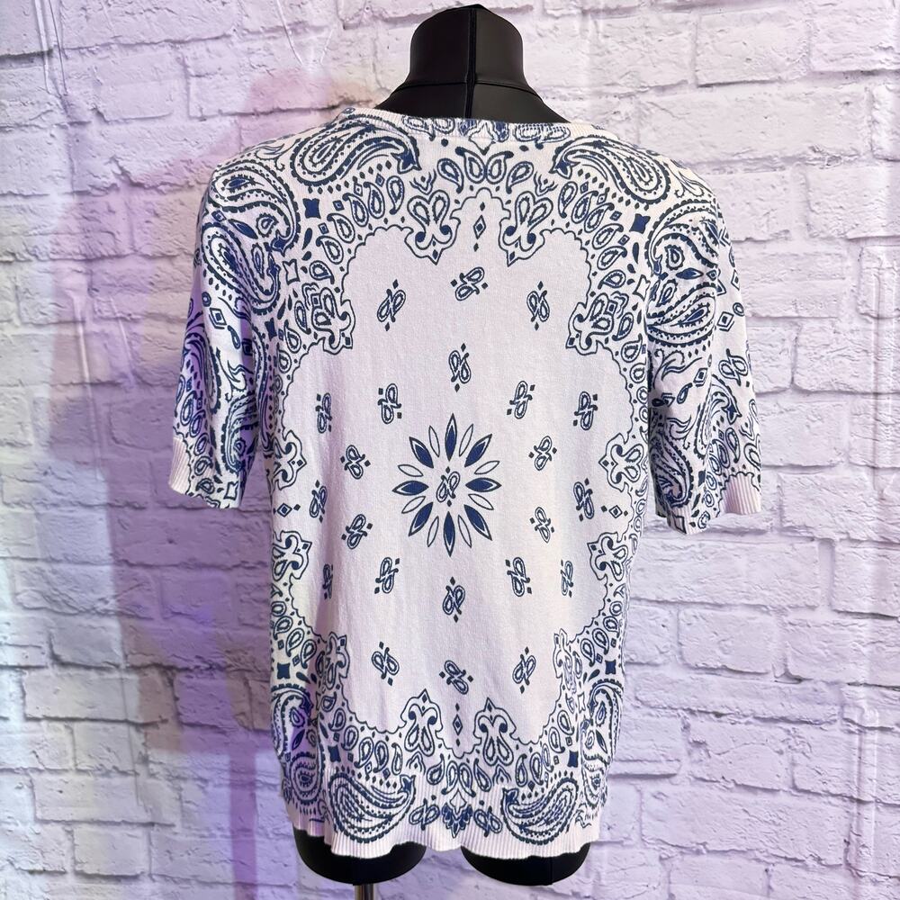 CECE XS blue and white top cotton blend